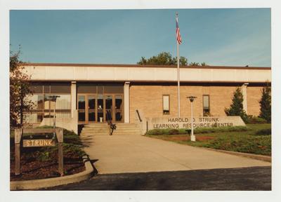 The front entrance of the Harold D. Strunk Learning Resource Center
