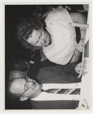 Lawrence S. Thompson (director) and Mrs. William R. Moody at a Ground Breaking Dedication (at Spindletop)