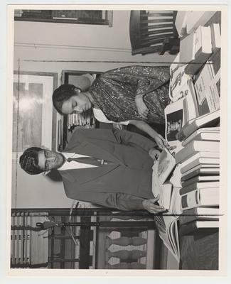 Prasad Krishma Kadaba and his wife Pankaja Kadaba in the Office of the Director of Libraries