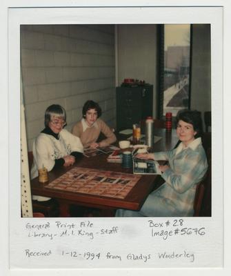 From left to right: Terry Warth, Vicky Walker, and Margaret Williams; Received 1994, January 12 from Gladys Wonderly