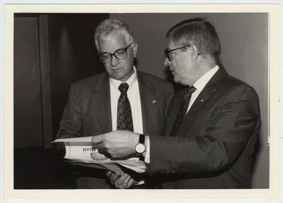 Paul Willis (left), Director of Libraries, and Rex Bailey (right), Central Development