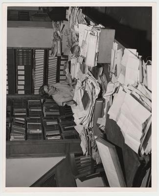 Head of Special Collections, Dr. Jacqueline Bull, processing a manuscript collection