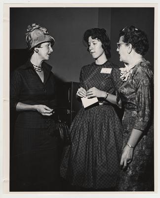 Dean Marcia Drake (right) converses with two unidentified women at the Medical Center dedication