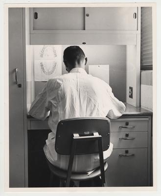 A Dentistry student studying at his desk