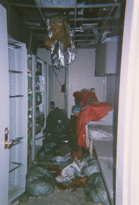 Administration Building fire, May 15, 2001; President's office and storage room off reception area