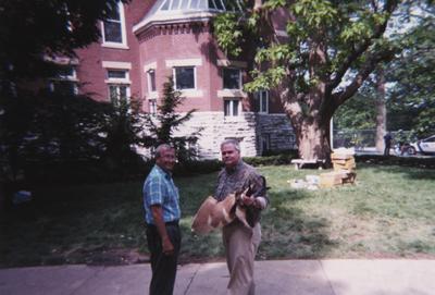 Administration Building fire, May 15, 2001; Bob Vanchure, Munter's Corp. Disaster representative and Paul Van Booven, Deputy General Counsel
