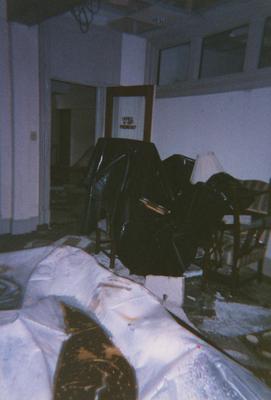 Administration Building fire, May 15, 2001; President's office reception area