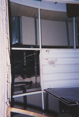 Administration Building fire, May 15, 2001; ceiling of first floor