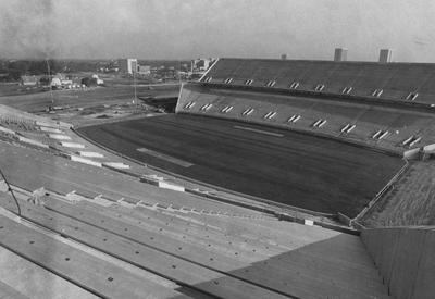 Construction of the Commonwealth Stadium is nearing completion. Photographer: Frank Anderson of the Herald-Leader