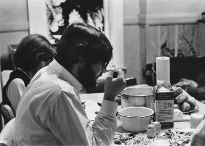 Two unidentified students are eating at a table in the Dillard House. This photo is first on page 210 of the 1969 