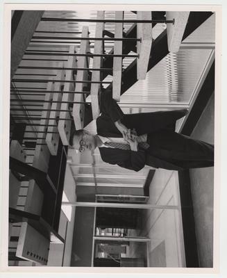 A man stands near stairs in the lobby of the Medical Center; Lexington Herald - Leader staff photo