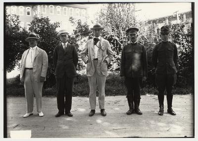University of Kentucky military training during World War I.  Far left: Paul Anderson.  Center: UK president McVey