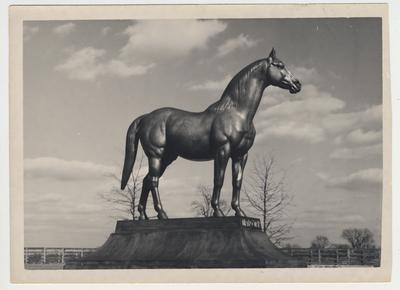 A statue of Man O' War at the horse park, Iron Works Pike