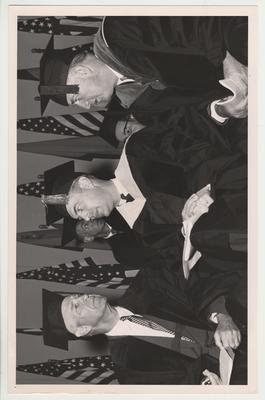 Front row seated from left to right: Henry H. Hill, president of George Peabody College; President Frank Dickey; and Governor A. B. 