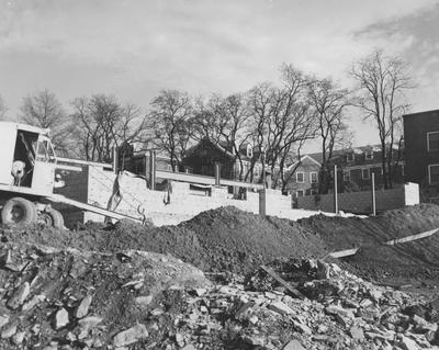 Construction of Holmes Hall began on June 27, 1956, a woman's dormitory which was named after Sarah B. Holmes and dedicated on May 25, 1958. Received December 20, 1956 from Public Relations