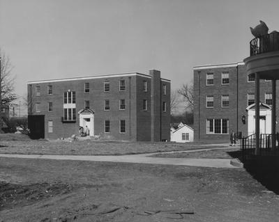 The Kappa Delta house is under still under construction but the Alpha Gamma Delta house, of sorority row, is complete. Received December 5, 1957 from Public Relations