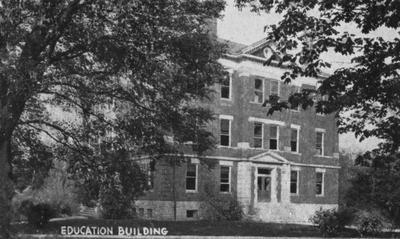 A view of Frazee Hall from across the lake. Frazee Hall was built in 1907 and named after David Frances Frazee on June 3, 1931. On January 24, 1956, the building was partially destroyed by a fire