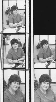 A proof sheet of an unidentified staff member, inside the Gaines Center