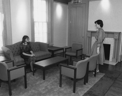 Lisa M. Rohleder (on the left) and an unknown woman inside the Gaines Center