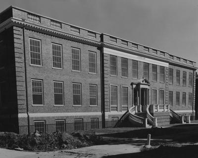 From left angle, the front side of the Grehan Journalism Building. The Journalism Building was dedicated on November 2, 1951 and named after Enoch Grehan. It is also the home to the independent student newspaper, 