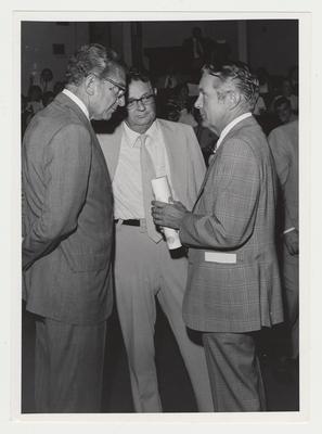 President Singletary (left) conversing with Governor Wendell Ford (right) and an unidentified man (center) at the dedication of Jefferson Community College of Learning Resources Center