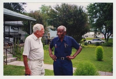 Dr. Singletary and Moses Gaines of Russellville, Kentucky.  Moses Gaines was a World War II navy buddy of Dr. Singletary.  Dr. Singletary is visiting Moses Gaines' home