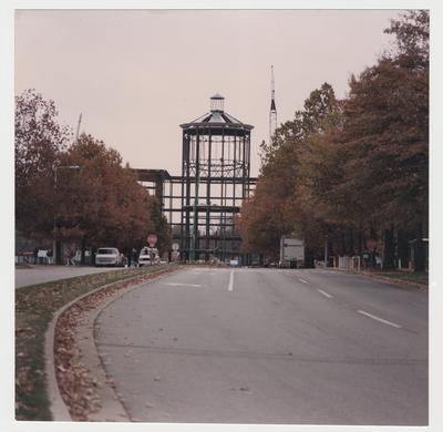 The construction of the William T. Young Library as seen from University Drive