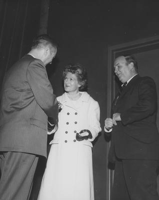 Frank Dickey, Mr. and Mrs. Donald F. Hyde, attending the dedication at Guignol Theater