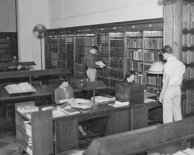 Reference Room/ Breckinridge Room; woman on the left is Mrs. Juanita Jackson, and the woman on the right is Miss Norma Cass
