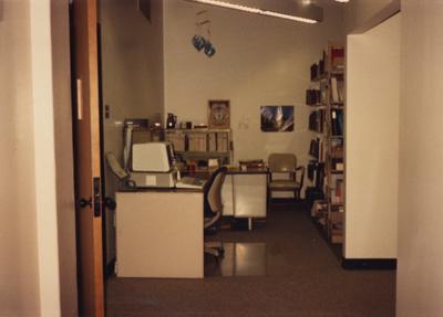 A color photo of an office in room 110, the Special Collections Department, after the renovation. Photographer: Terry Warth