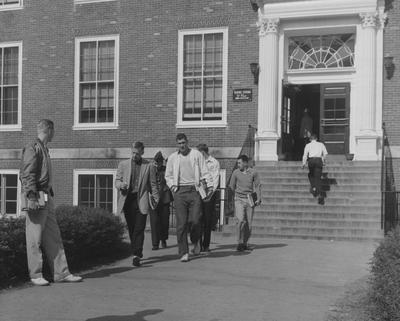 Students in front of McVey Hall, in the 1957 