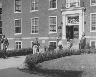 Students walking in McVey Hall, in the 1957 