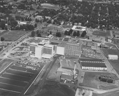 Aerial view of Medical Center while under construction. Received September 21, 1960 from Herald Leader