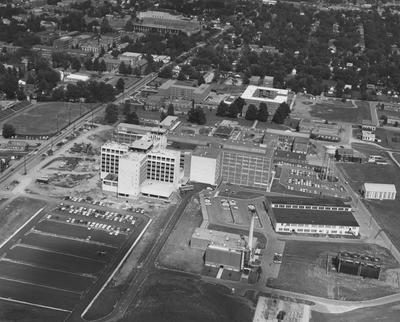Aerial view of Medical Center while under construction. Received September 21, 1960 from Herald Leader