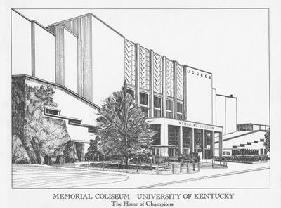 A sketch of Memorial Coliseum- The Home of Champions