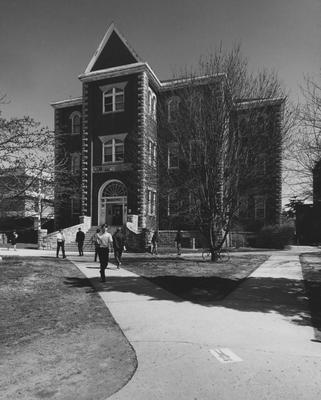 Students walking in front of the Natural Science  Building