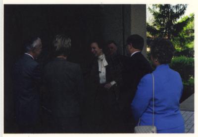 From the left:  Peter Timoney, Director of the Gluck Equine Research Center; an unidentified woman; The Princess Royal Anne of Great Britain; Officer Greg Baird; UK President Lee Todd; and UK First Lady Patsy Todd