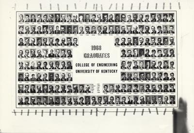 A proof sheet made for the Dean of Engineering on April 18, 2003 by the UK Medical Arts and Photography for the 1968 graduates.  It is a composite of the College of Engineering class of 1968