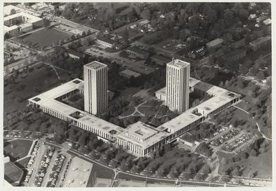 An aerial view of Kirwan and Blanding Towers