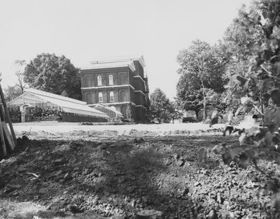 New parking area behind White Hall under construction. Received September 28, 1959 from Public Relations
