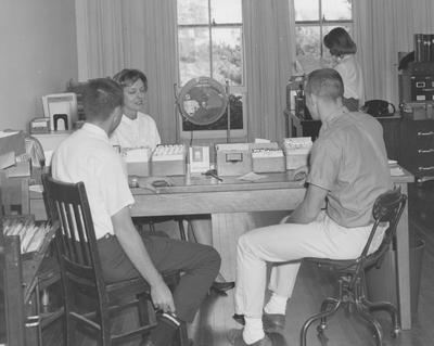 Arts and Sciences office in the Patterson house in 1963. This was President Patterson's home until Maxwell Place was bought. In 1967, the house was destroyed