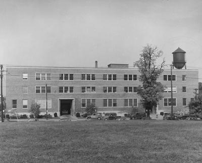 Campus maintenance and operations service building. Appears in the 1957 