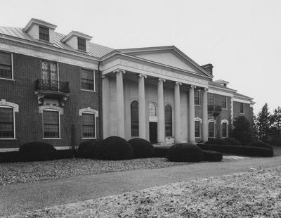 Front view of Spindletop Hall, showing main entrance. Lexington Herald-Leader Photo