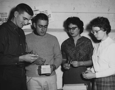 Four students testing Beigers Counter