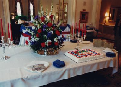 Celebration: July 11, 2002; Actual Birthday: July 16, 2002. Reception table in Maxwell Place