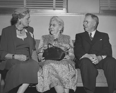 Mildred Lewis, Mrs. C. J. Scott, and President H. L. Donovan seated together on Founders' Day