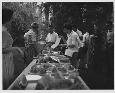 Watermelon feast, probably during the summer session