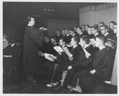 Student Union choir before they perform. Received December 16, 1957 from Public Relations