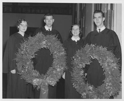 Student Union, four choir members. Received December 16, 1957 from Public Relations