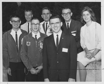 Six unidentified men and one unidentified woman; 4-H candidates